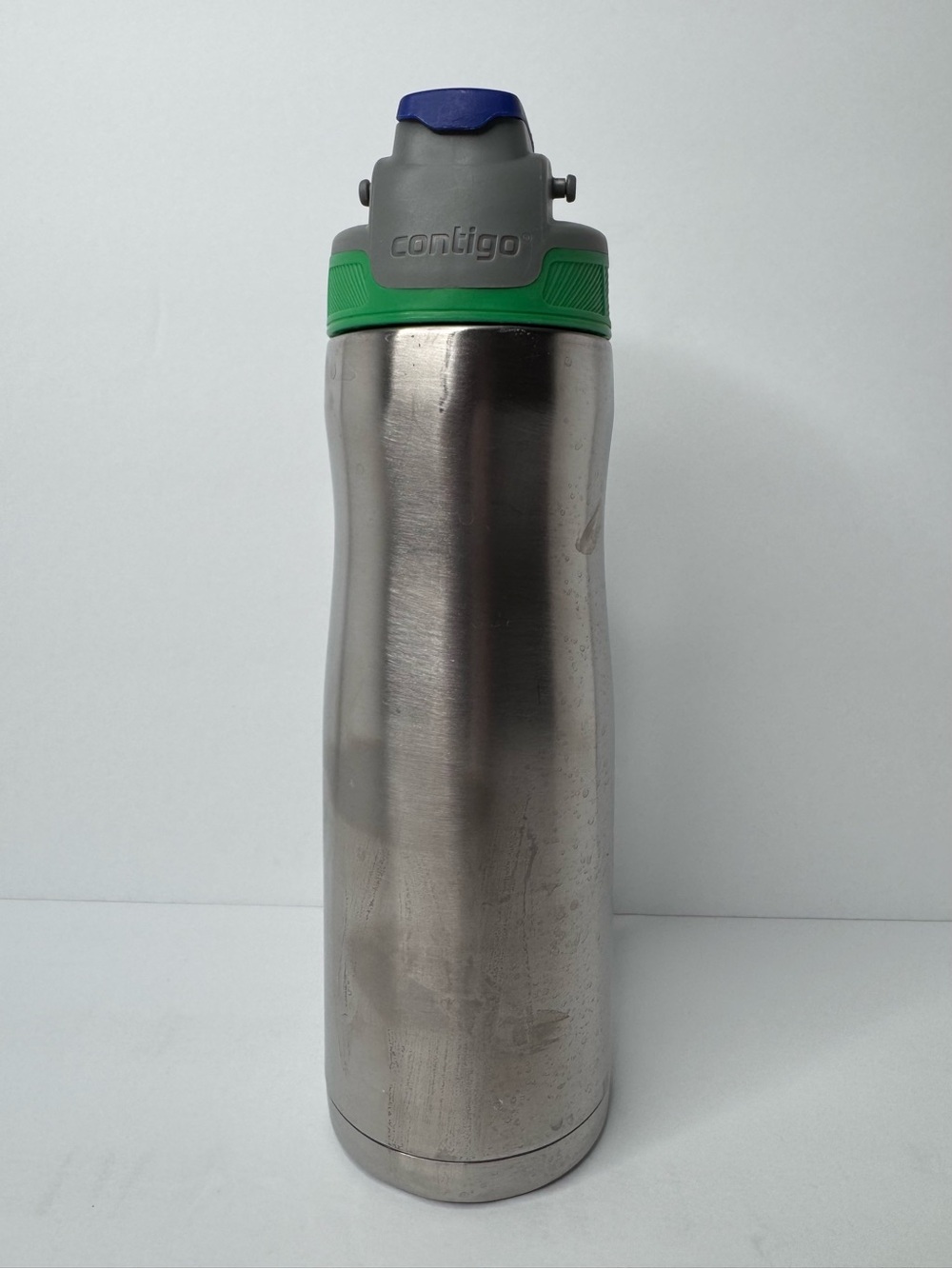 Contigo AUTOSEAL Chill Stainless Steel Water Bottle Green and Blue Lid 24 oz